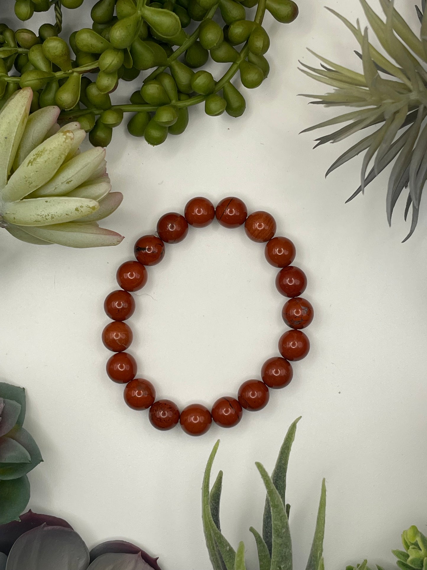 red jasper beaded bracelet