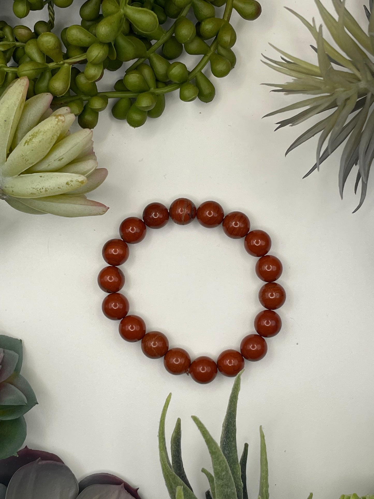 red jasper beaded bracelet