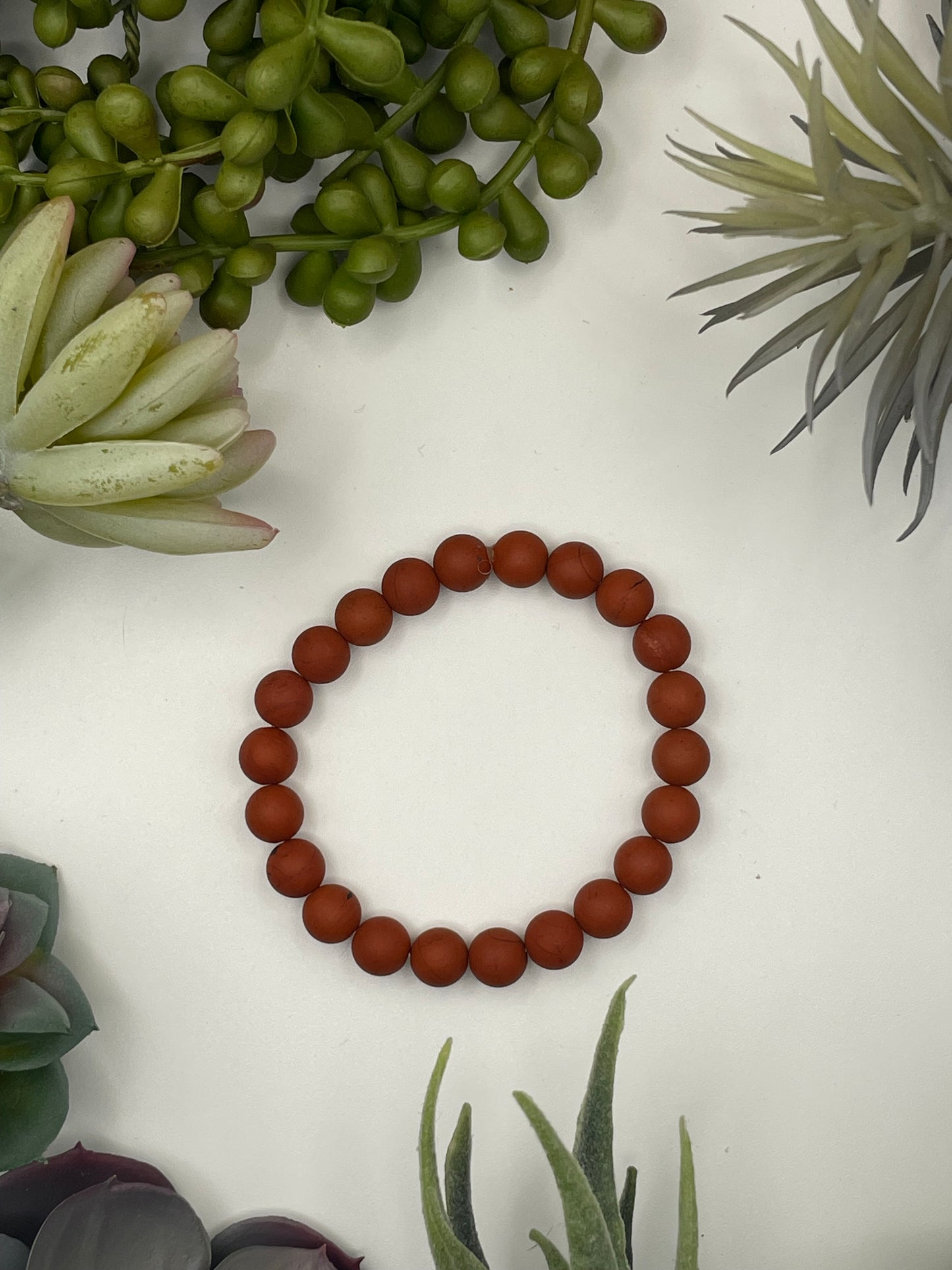 red jasper beaded bracelet