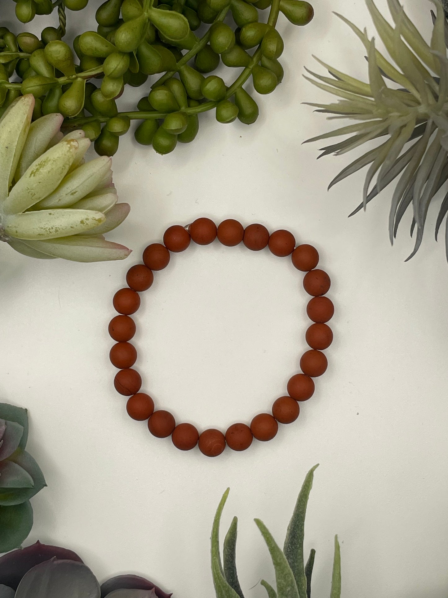 red jasper beaded bracelet