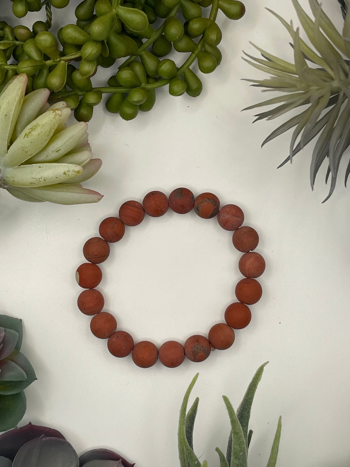 red jasper beaded bracelet