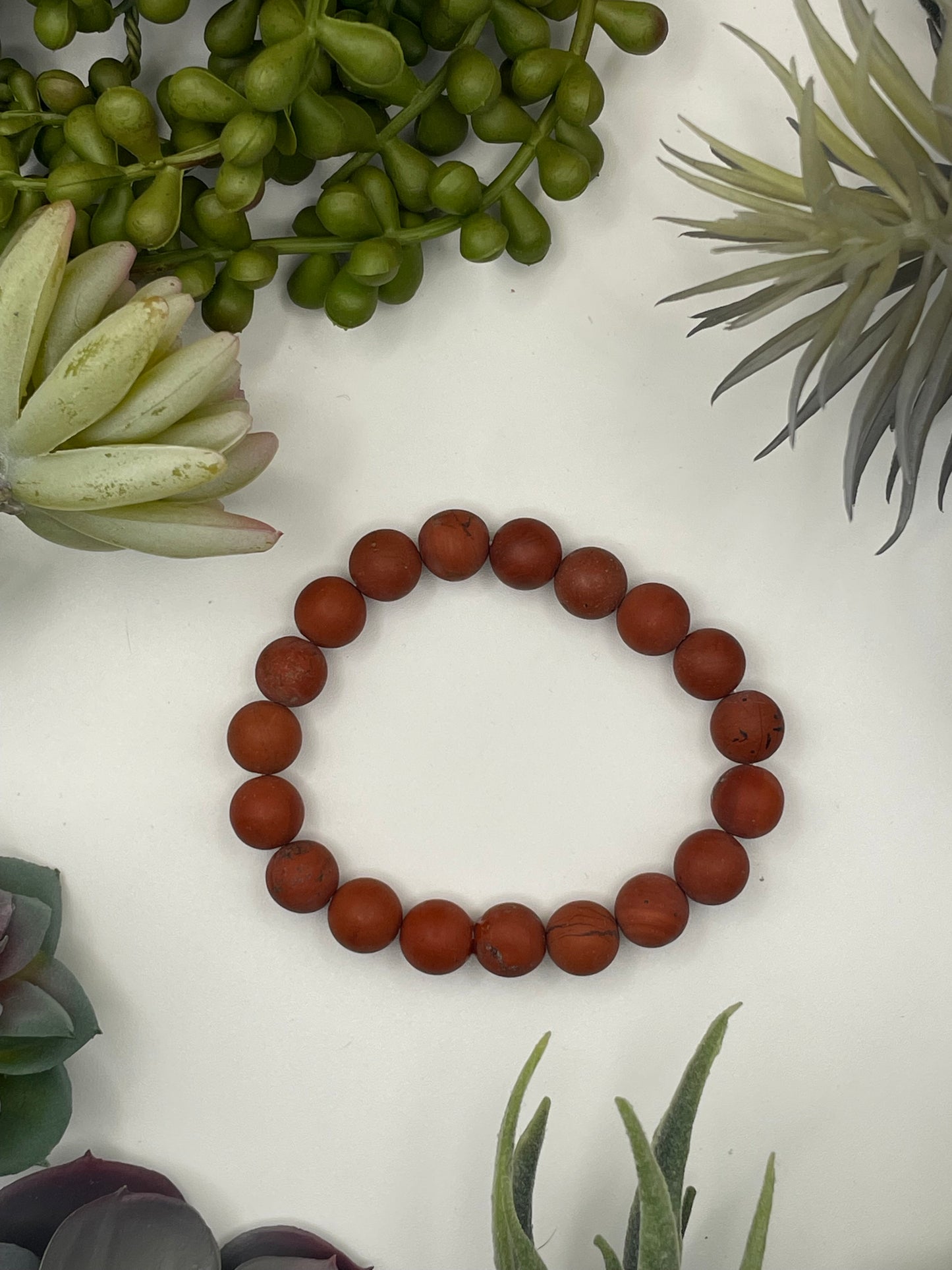 red jasper beaded bracelet