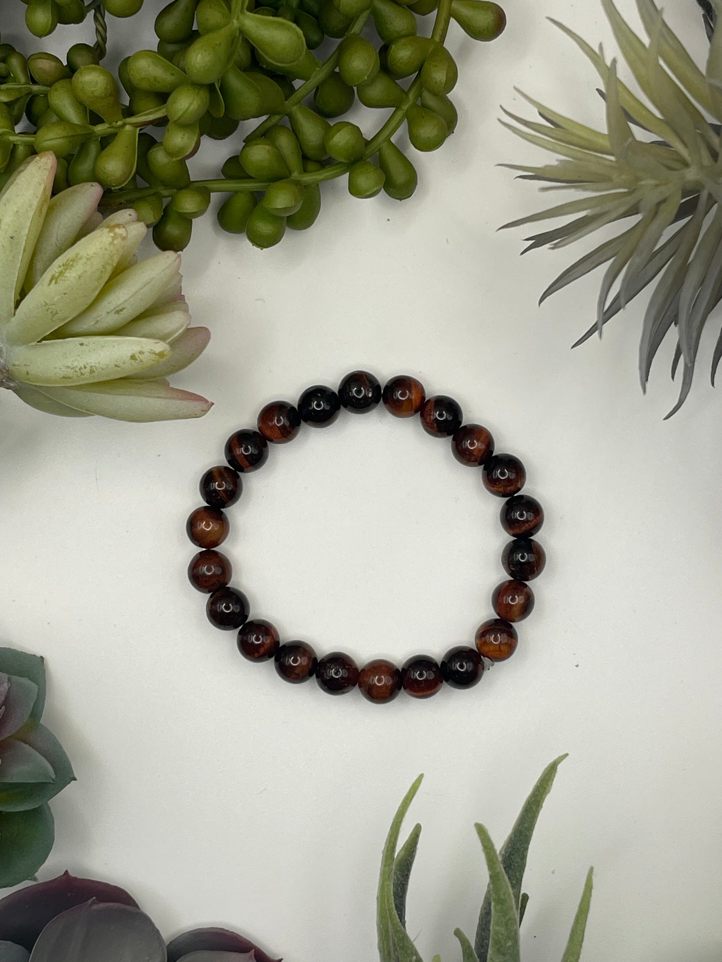 red tiger’s eye beaded bracelets