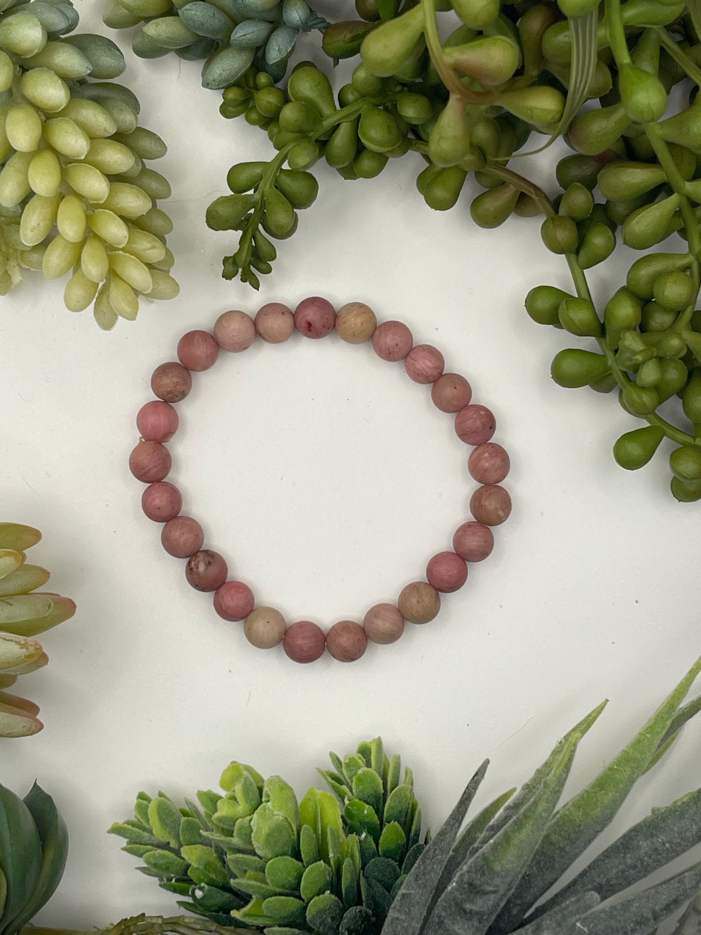 rhodochrosite beaded bracelet