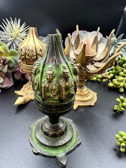 green flower Buddha incense burner