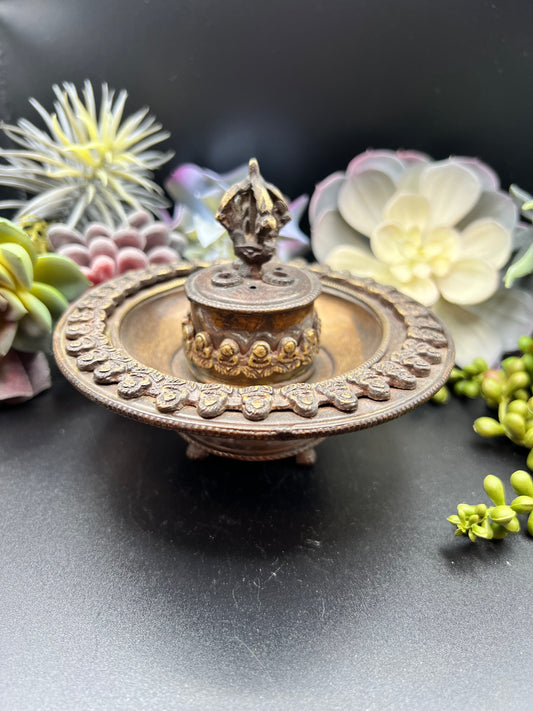 Tibetan Buddha brass incense burner