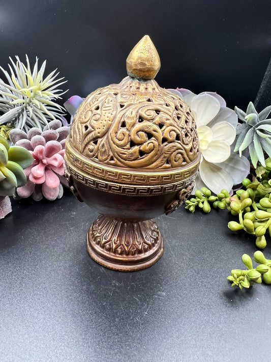 Tibetan brass censer incense burner