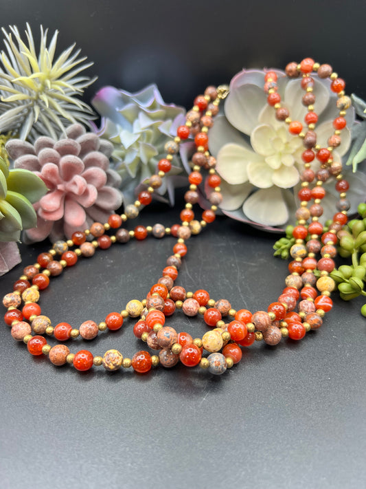 carnelian and jasper beaded necklace