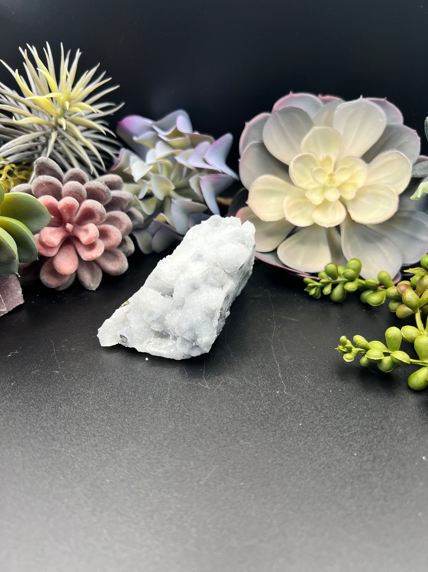 apophylite on calcite and pyrite