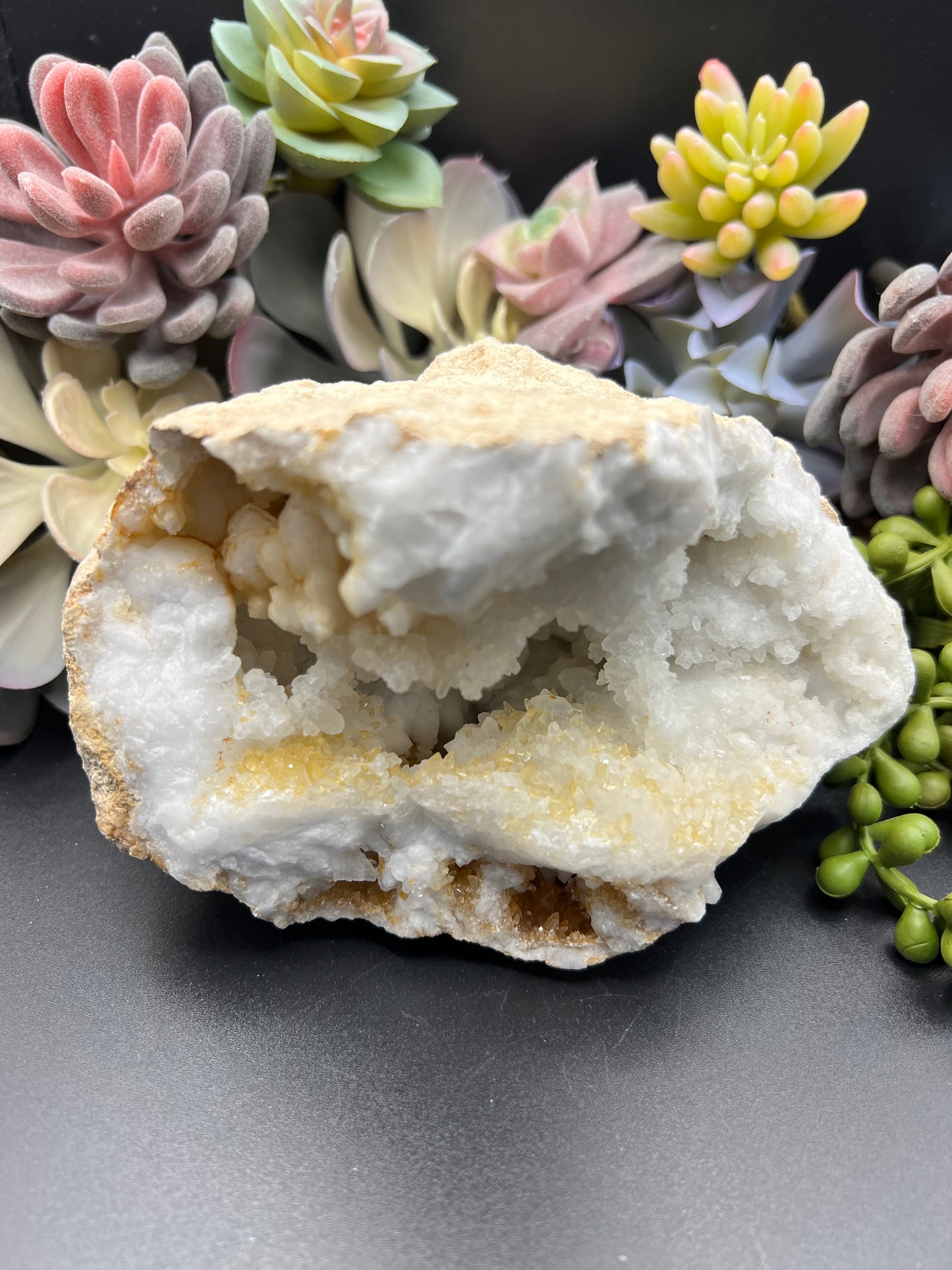 white calcite geodes