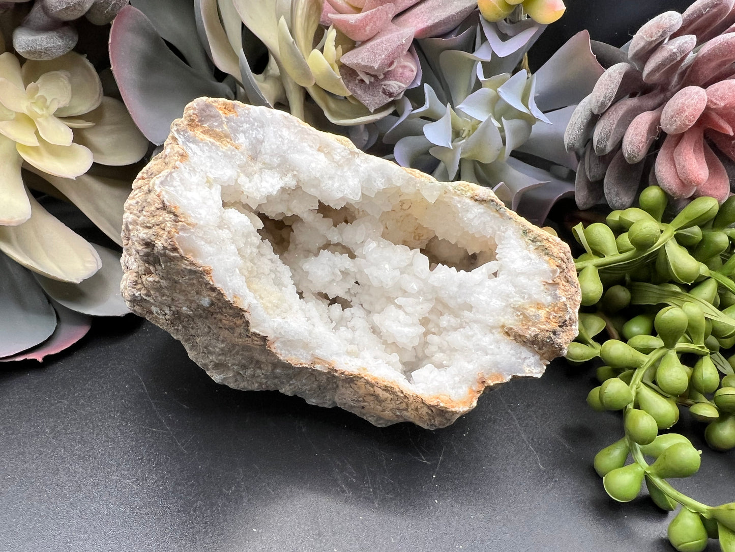 white calcite geodes