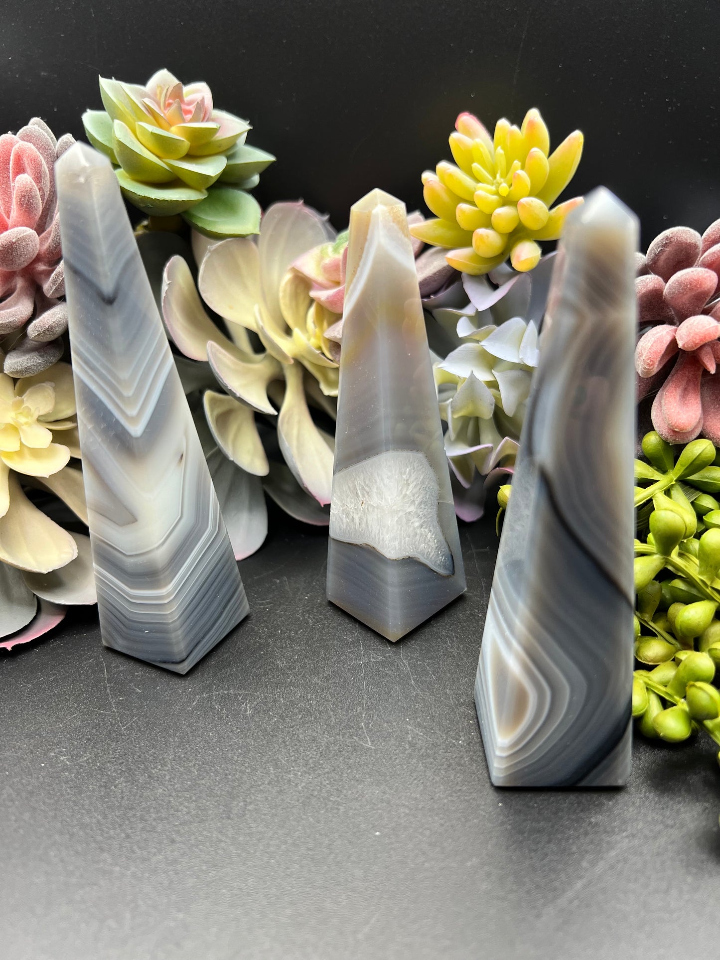 gray banded agate towers