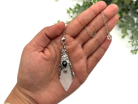 clear quartz faceted pendulum