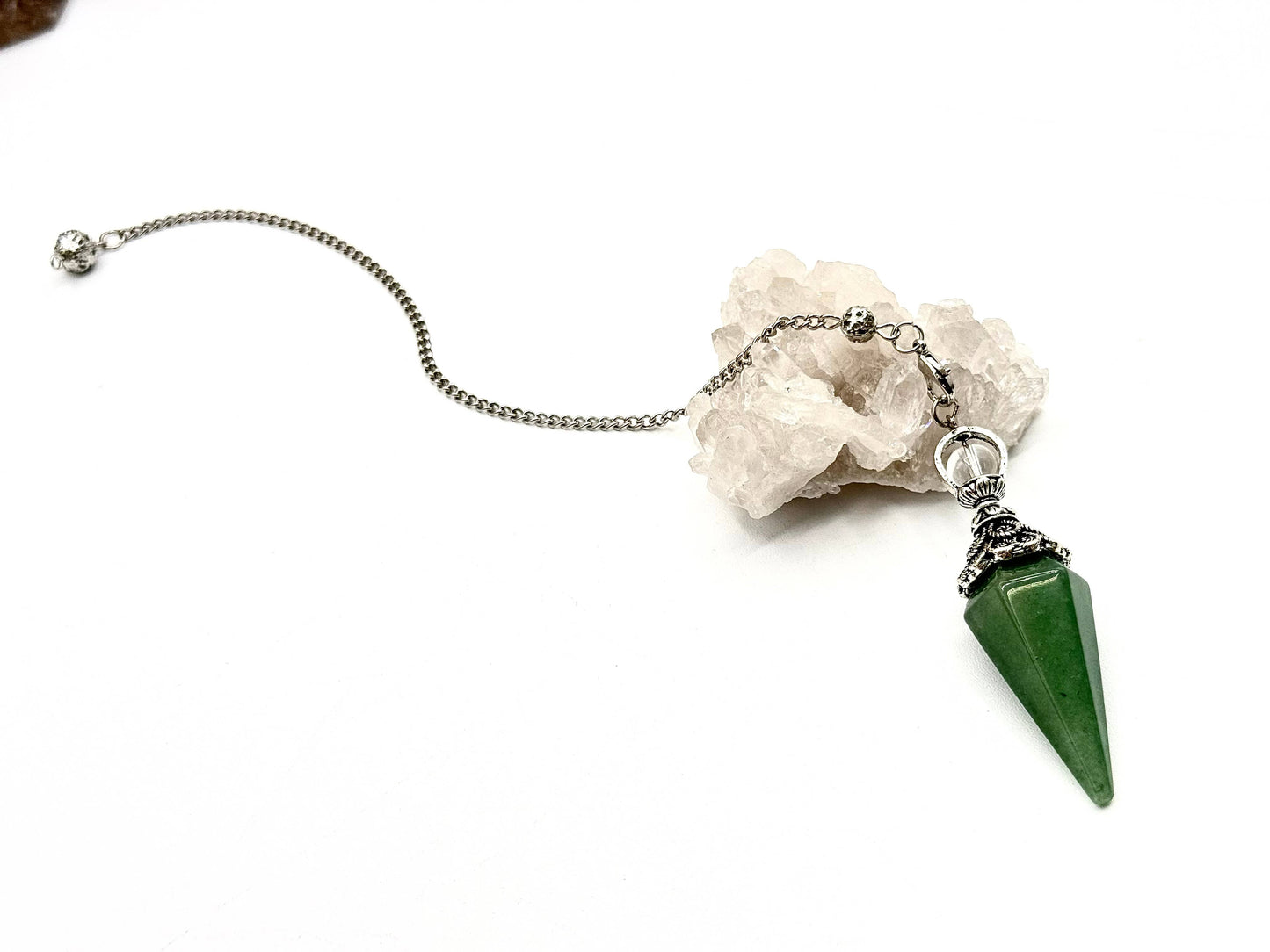 pendulum with silver cap and quartz sphere