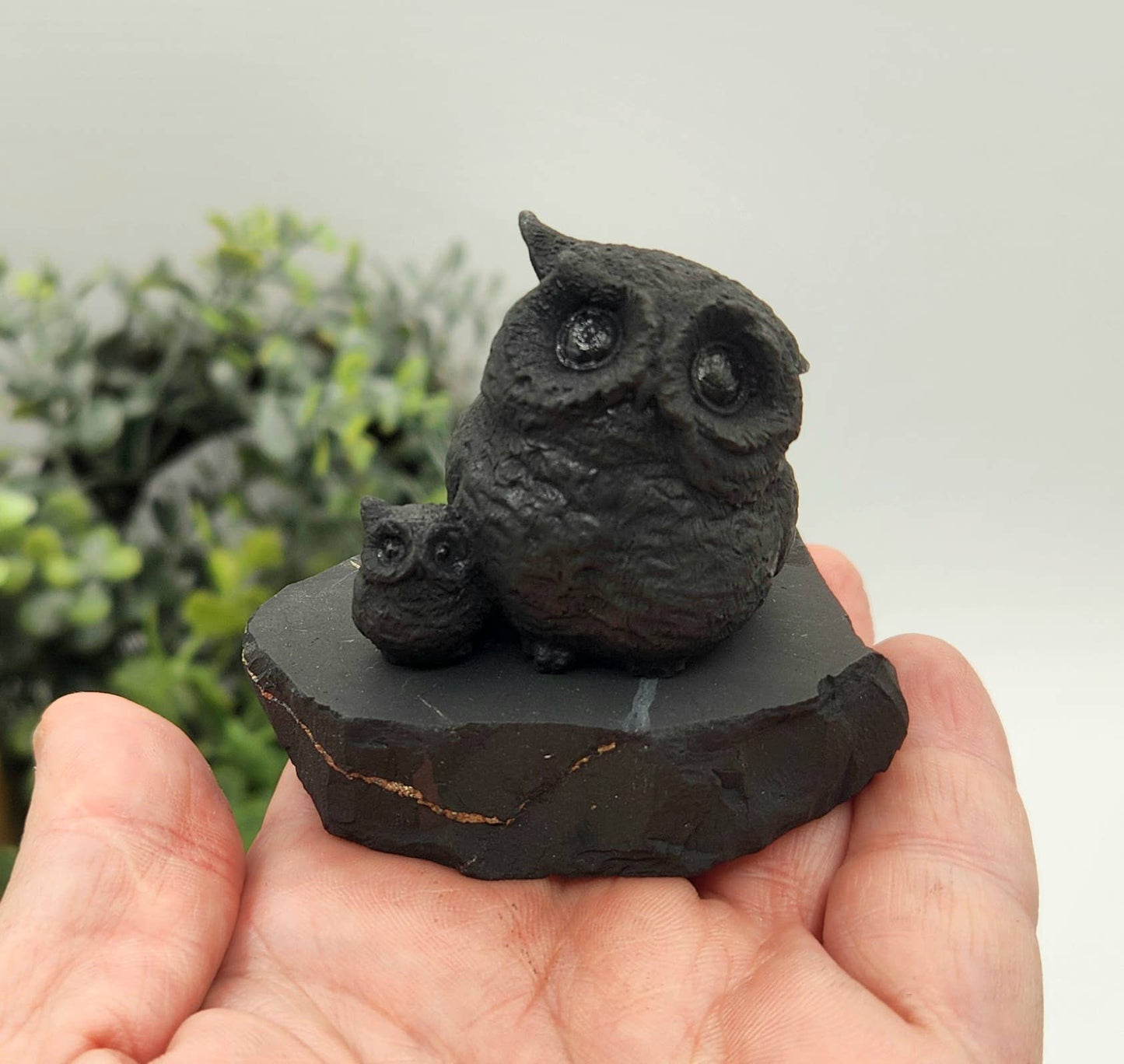 Owl and Owlet Shungite Figurine