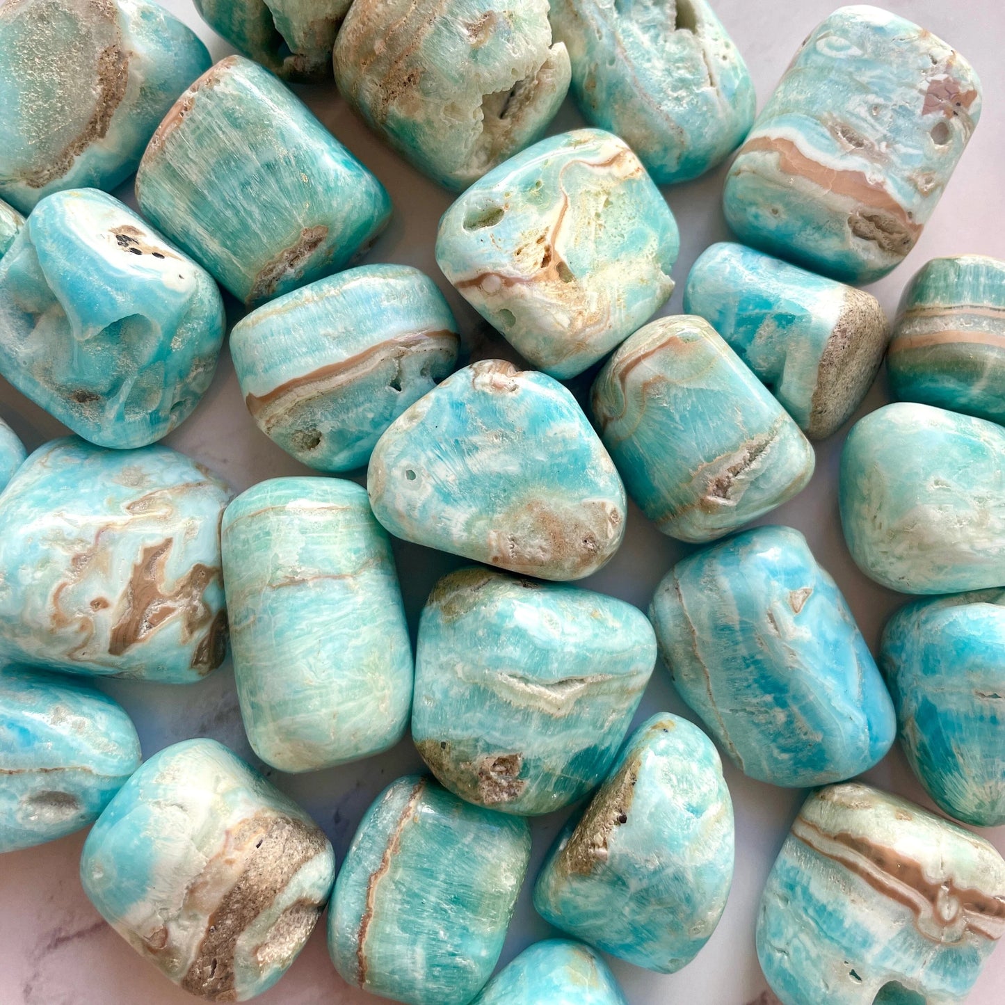blue aragonite tumbles