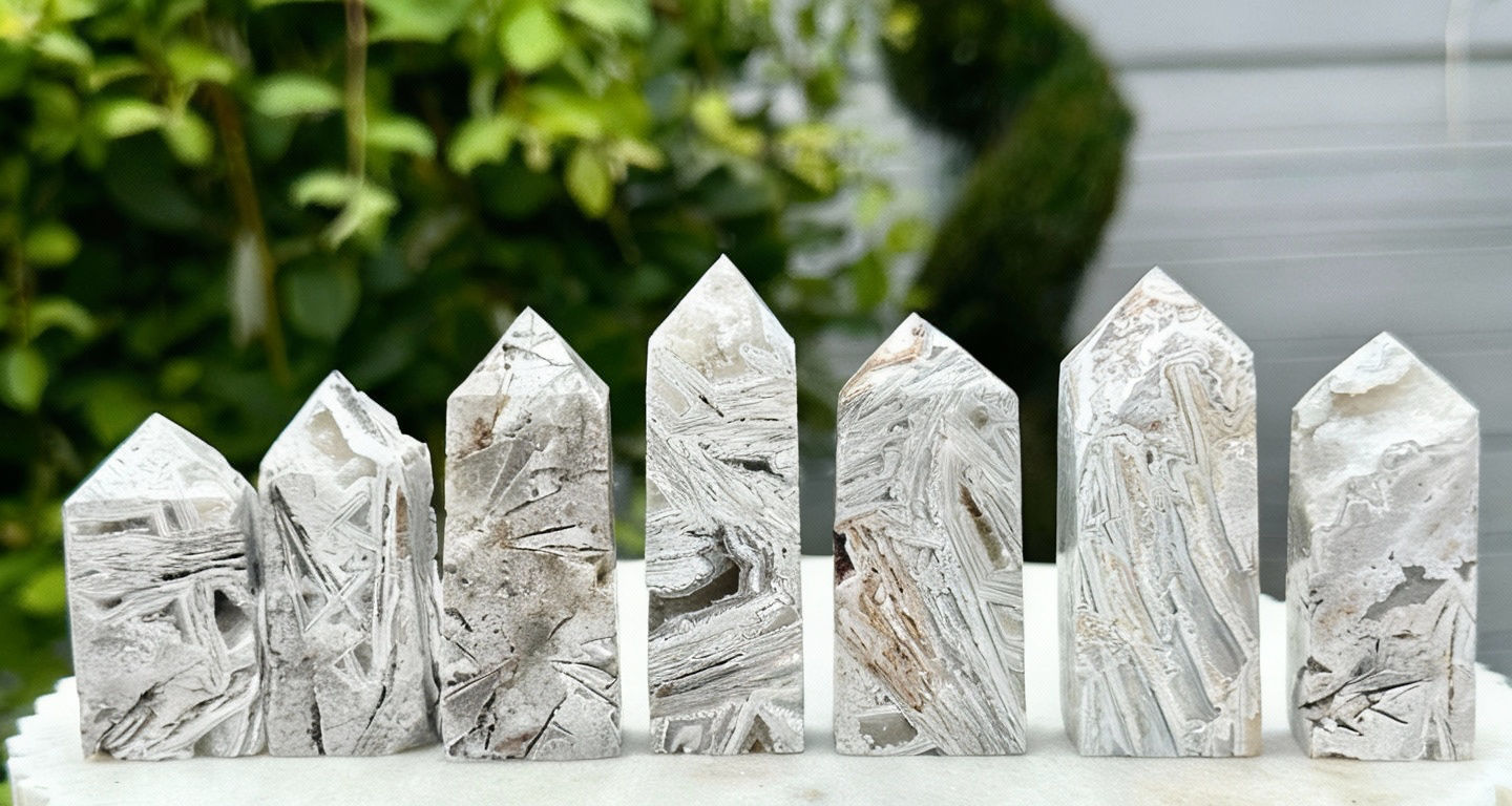 white lace agate towers