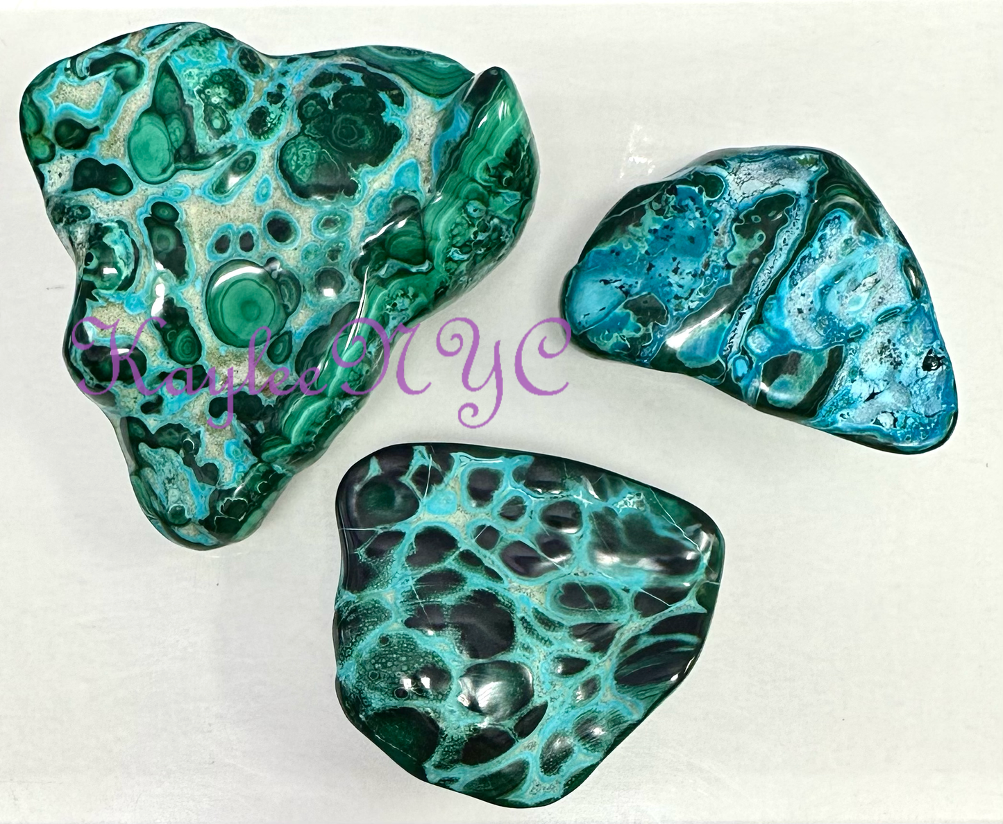 chrysocolla malachite partially polished pieces