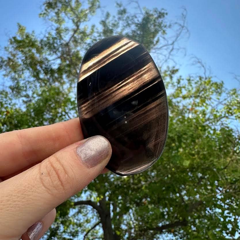 midnight lace obsidian palm stone
