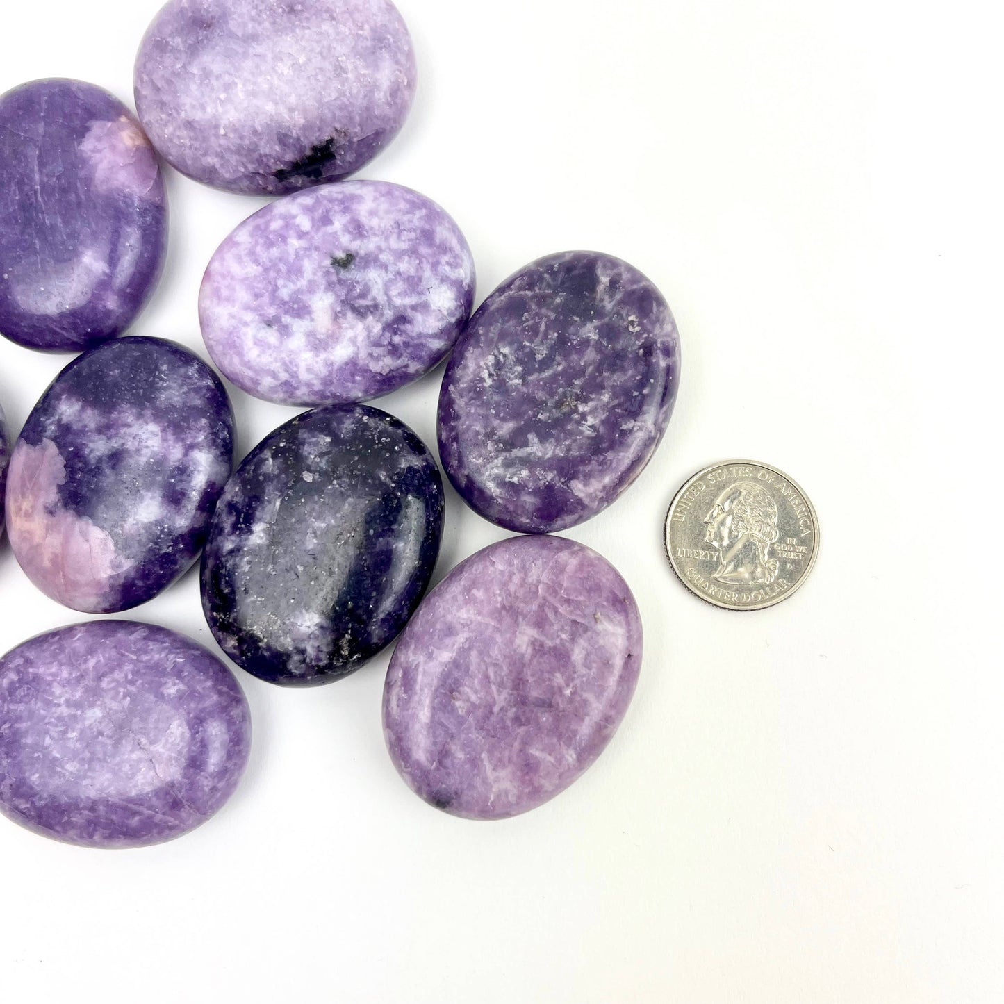 lepidolite palm stones