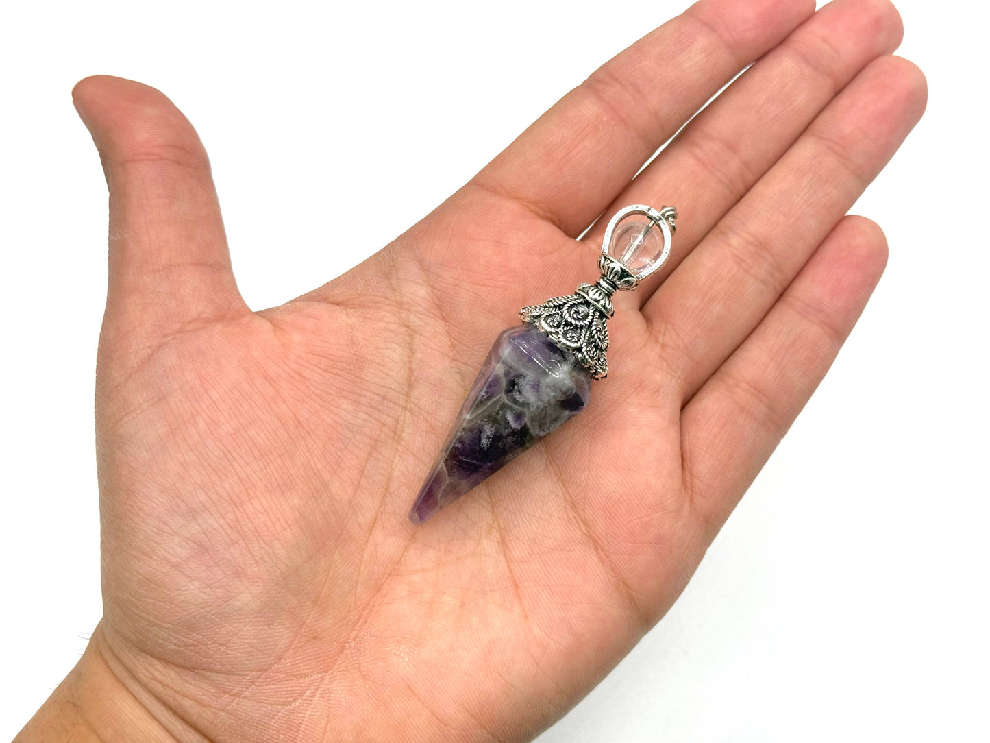 pendulum with silver cap and quartz sphere