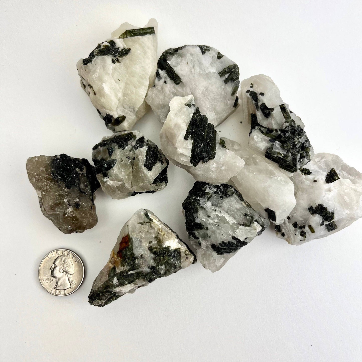 raw green tourmaline in quartz (60mm - 90mm)