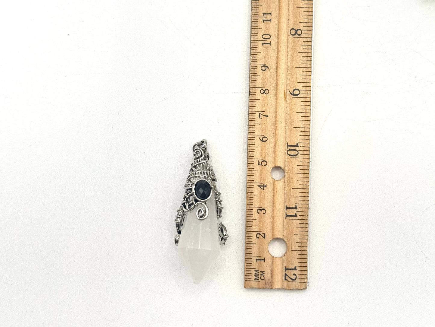 clear quartz faceted pendulum