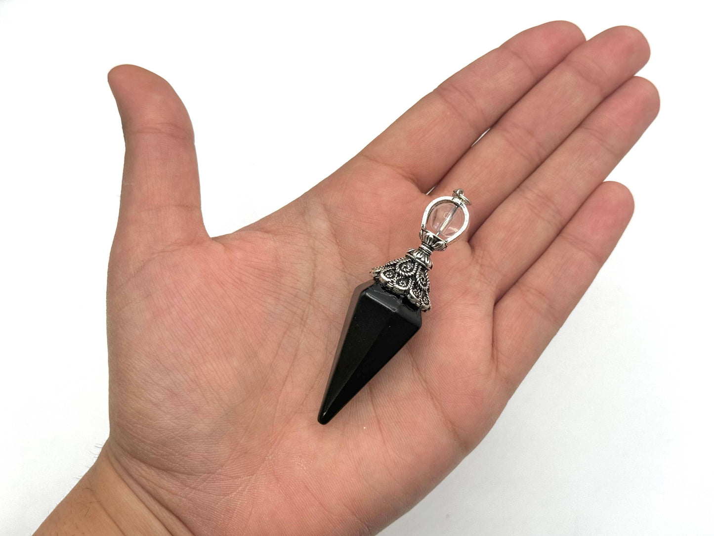 pendulum with silver cap and quartz sphere