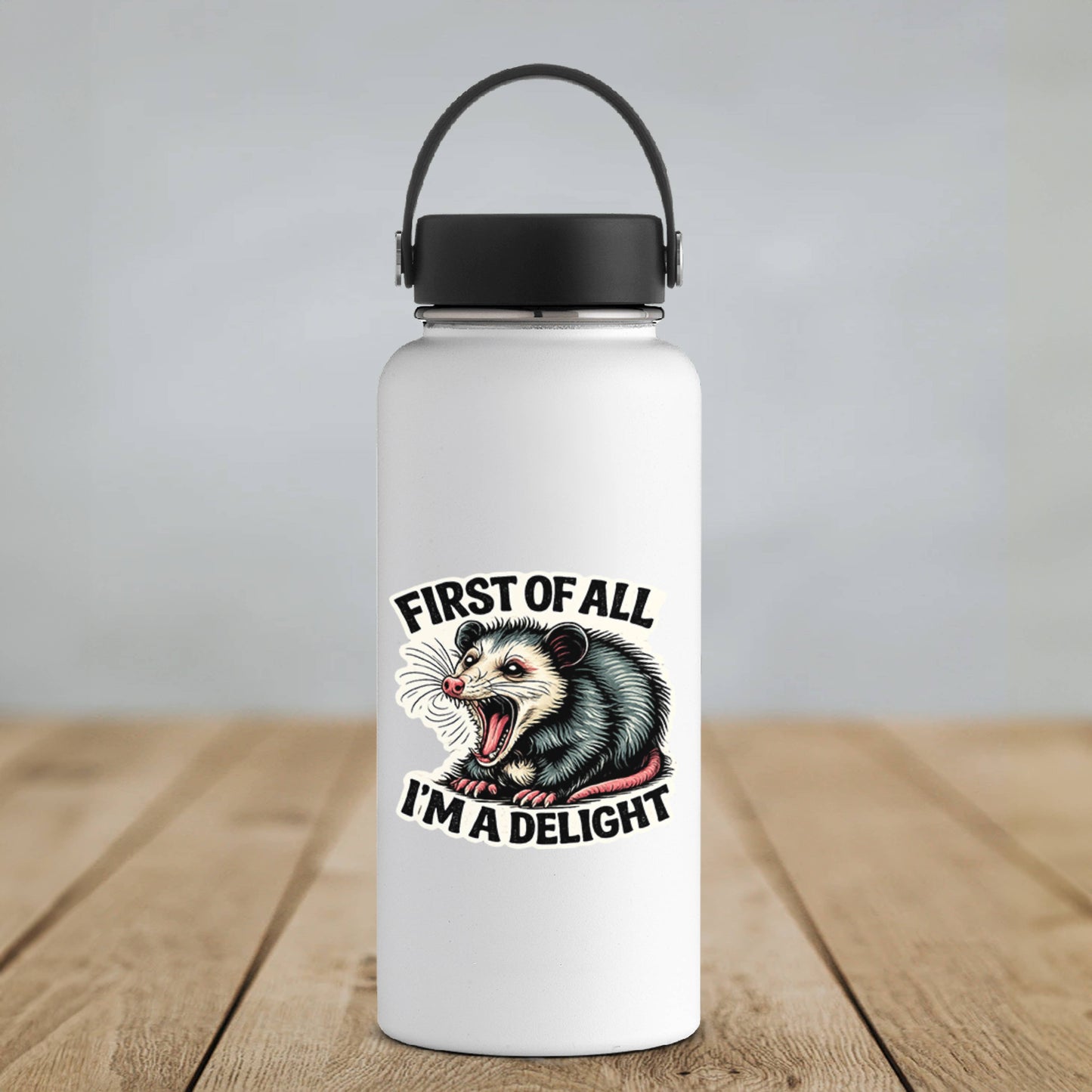 First of All I’m a Delight Funny Possum Vinyl Sticker