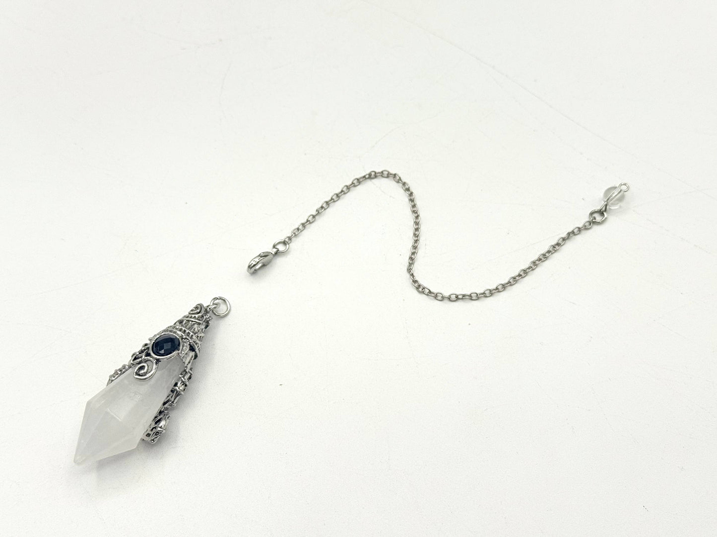 clear quartz faceted pendulum