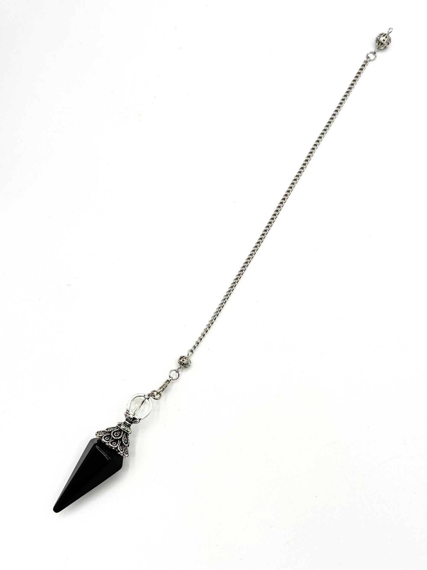 pendulum with silver cap and quartz sphere