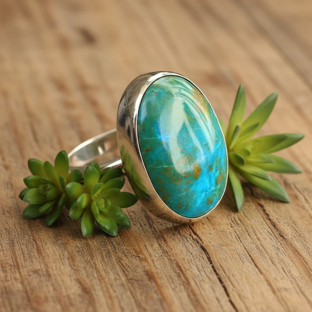 chrysocolla ring in sterling silver