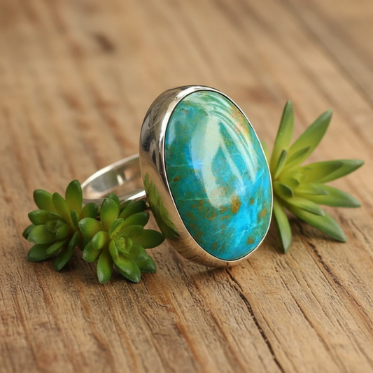 chrysocolla ring in sterling silver