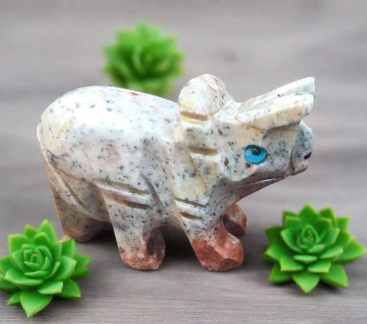 triceratops soapstone figurine