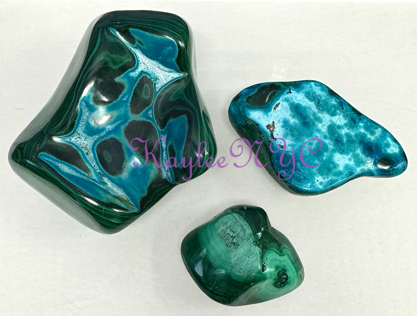 chrysocolla malachite partially polished pieces