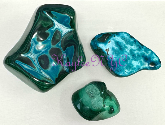 chrysocolla malachite partially polished pieces